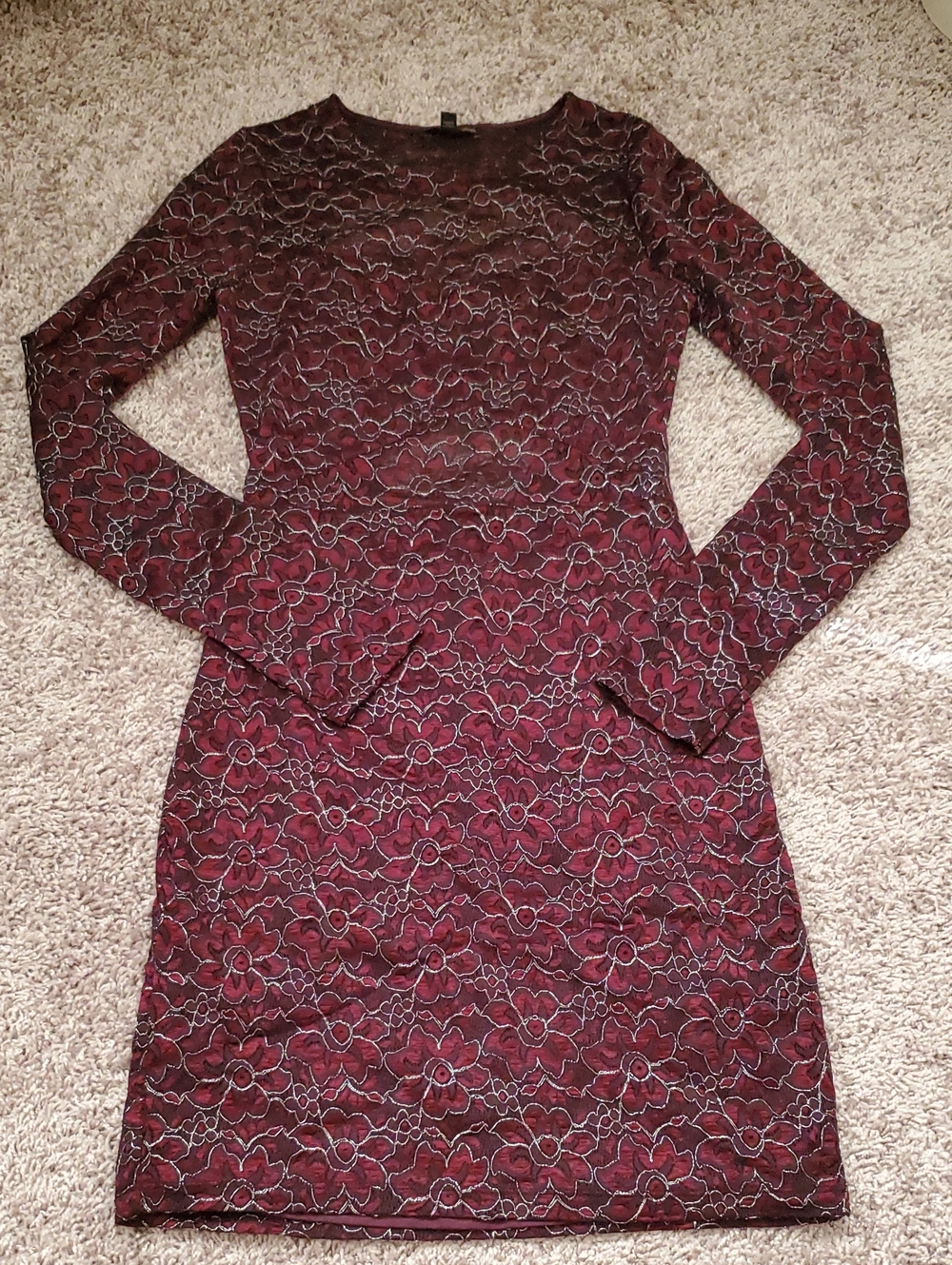 Express Long-Sleeve Floral Lace Bodycon Dress